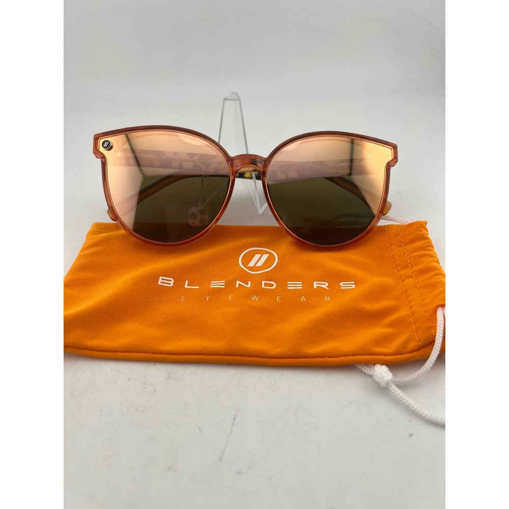 Blenders Eyewear Orange Tortoise Cat Eye Sunglasses Rose Gold Mirror Lenses